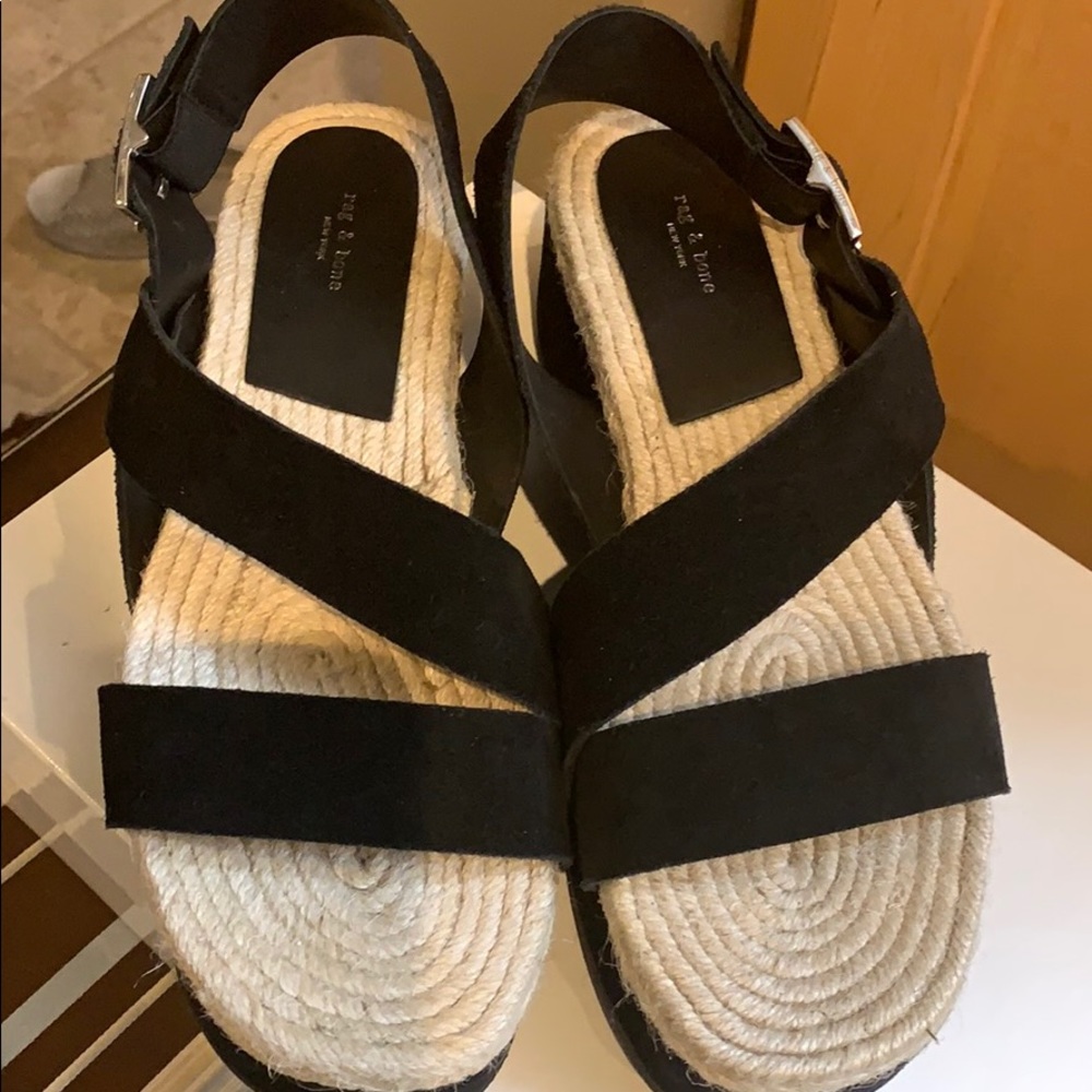NEW Rag & Bone Megan Sandals Black Suede.
